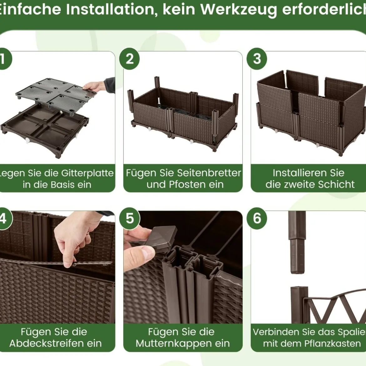 Blumenkasten mit Rankgitter Pflanzkasten für Kletterpflanzen 80 x 40 x 140 cm Kaffee/Grau