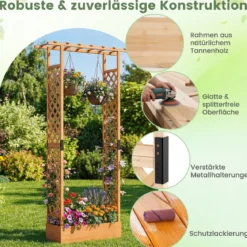Blumenkasten mit Rankgitter Pflanzkasten mit Rankhilfe & Hängendem Dach Sichtschutz Orange
