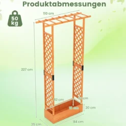 Blumenkasten mit Rankgitter Pflanzkasten mit Rankhilfe & Hängendem Dach Sichtschutz Orange