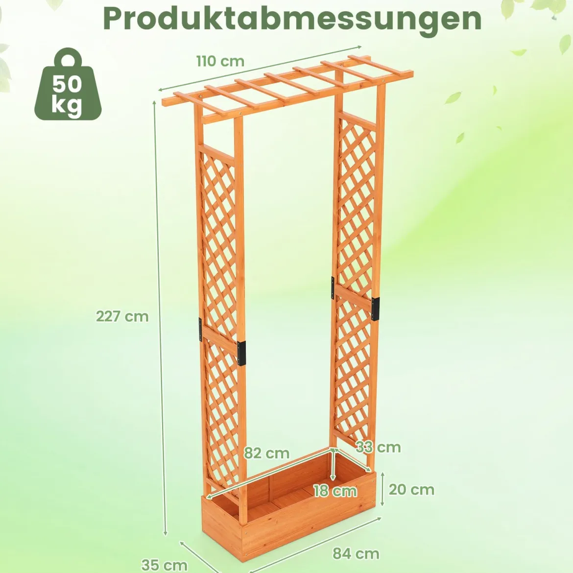 Blumenkasten mit Rankgitter Pflanzkasten mit Rankhilfe & Hängendem Dach Sichtschutz Orange