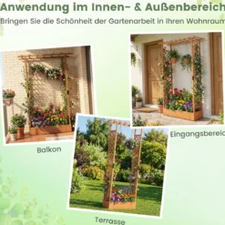 Blumenkasten mit Rankgitter Pflanzkasten mit Rankhilfe & Hängendem Dach Sichtschutz Orange