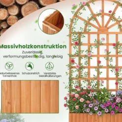 Blumenkasten mit Rankgitter & Spalier & Entwässerung Gartenspalier für Kletterpflanzen Braun