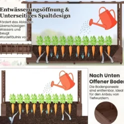 Blumenkasten mit Rankgitter & Hängendem Dach Pflanzkasten mit Rankhilfe 200x44x114cm Braun