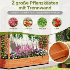 Blumenkasten mit Rankgitter & Hängendem Dach Pflanzkasten Hochbeet Pflanzkübel Orange
