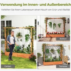 Blumenkasten mit Rankgitter & Hängendem Dach Pflanzkasten Hochbeet Pflanzkübel Orange