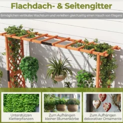 Blumenkasten mit Rankgitter & Hängendem Dach Pflanzkasten Hochbeet Pflanzkübel Orange