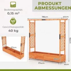 Blumenkasten mit Rankgitter & Hängendem Dach Pflanzkasten Hochbeet Pflanzkübel Orange
