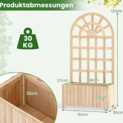 Blumenkasten mit Rankgitter & Spalier & Entwässerung Pflanzkasten für Kletterpflanzen Natur