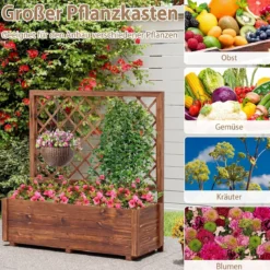 Blumenkasten mit Rankgitter Hochbeet mit Spalier & Drainagelöchern Orange 98 x 35 x 101 cm