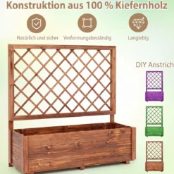 Blumenkasten mit Rankgitter Hochbeet mit Spalier & Drainagelöchern Orange 98 x 35 x 101 cm