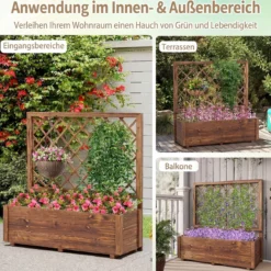 Blumenkasten mit Rankgitter Hochbeet mit Spalier & Drainagelöchern Orange 98 x 35 x 101 cm