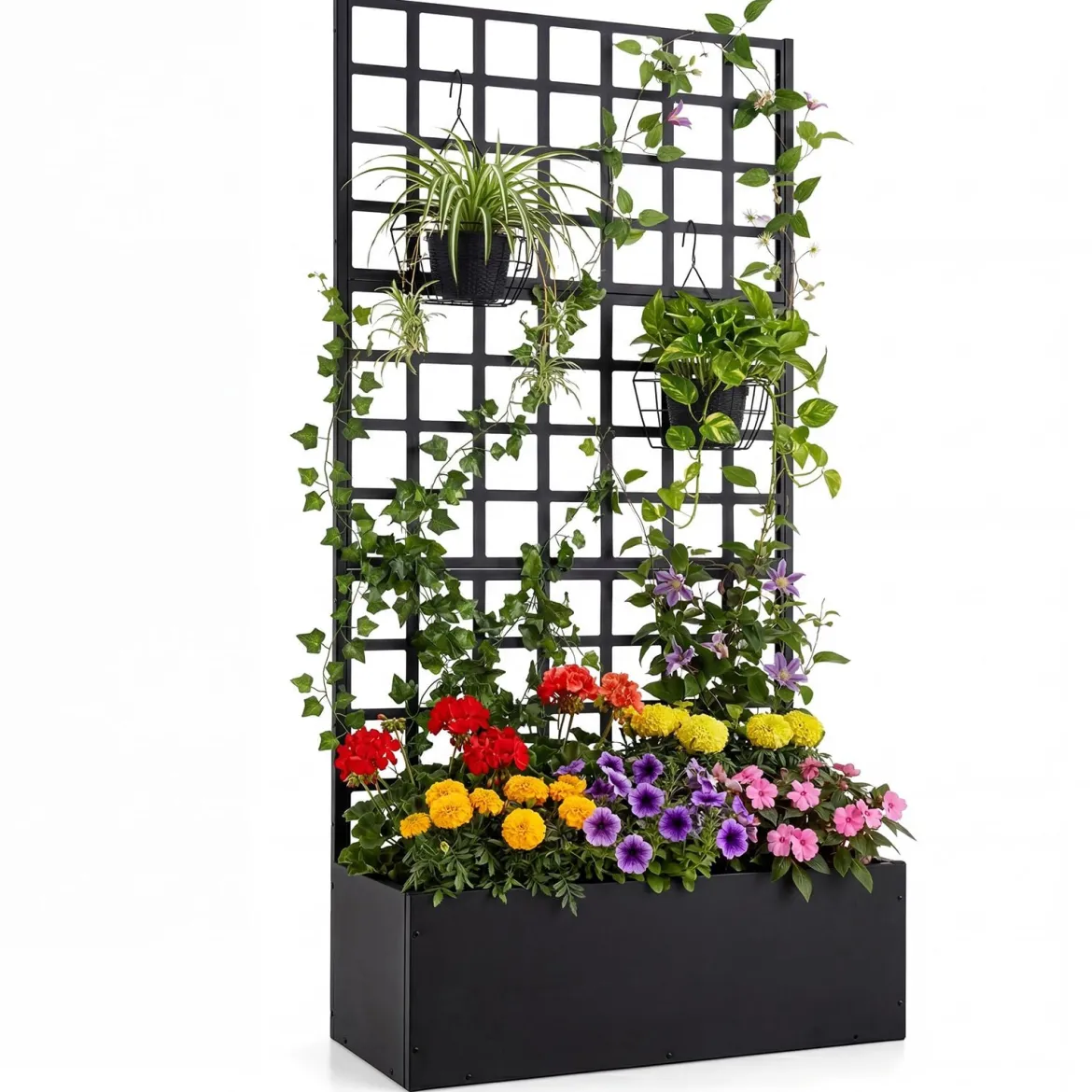 Blumenkasten mit Rankgitter Pflanzkübel mit Sichtschutz 180cm Pflanzkasten mit Spalier
