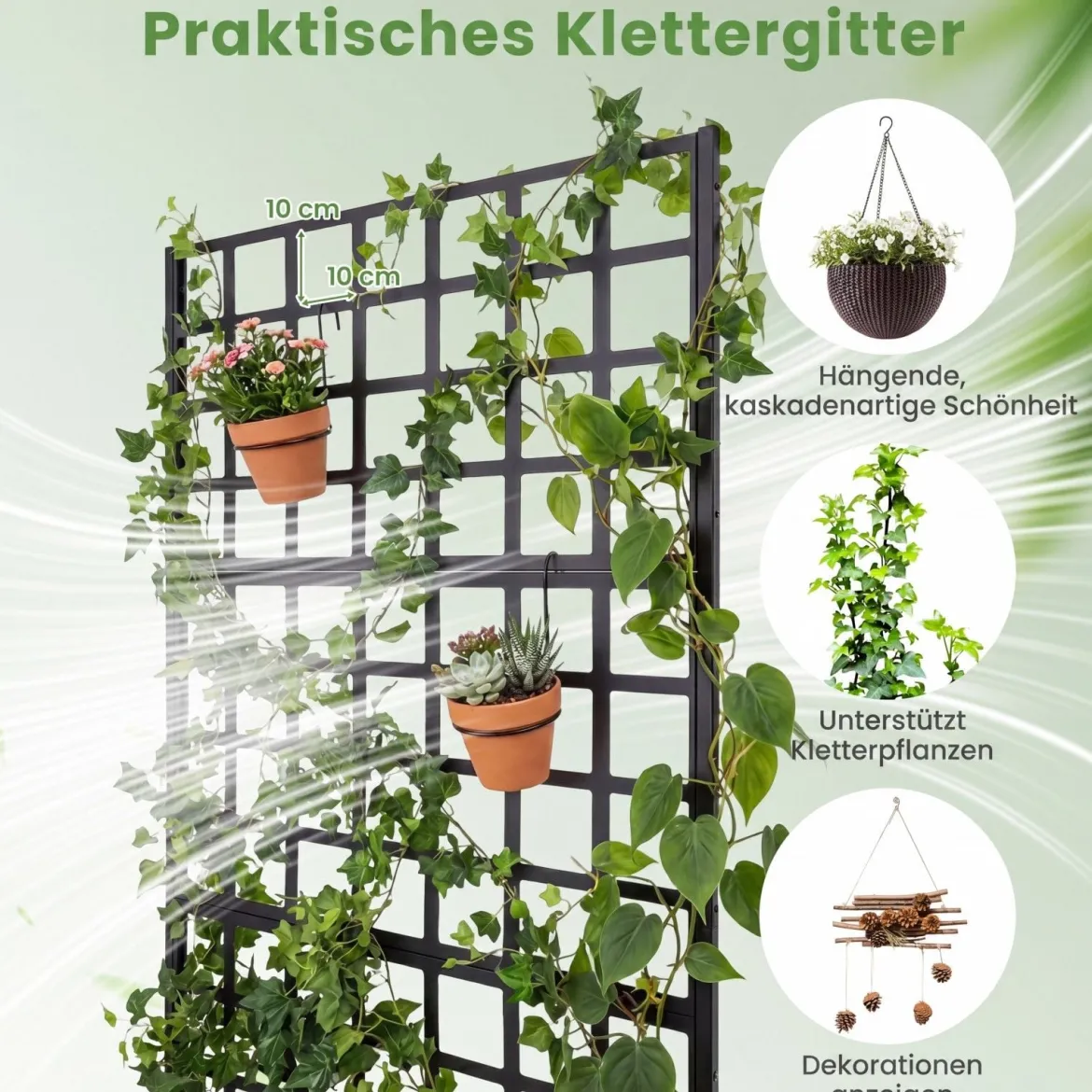 Blumenkasten mit Rankgitter Pflanzkübel mit Sichtschutz 180cm Pflanzkasten mit Spalier