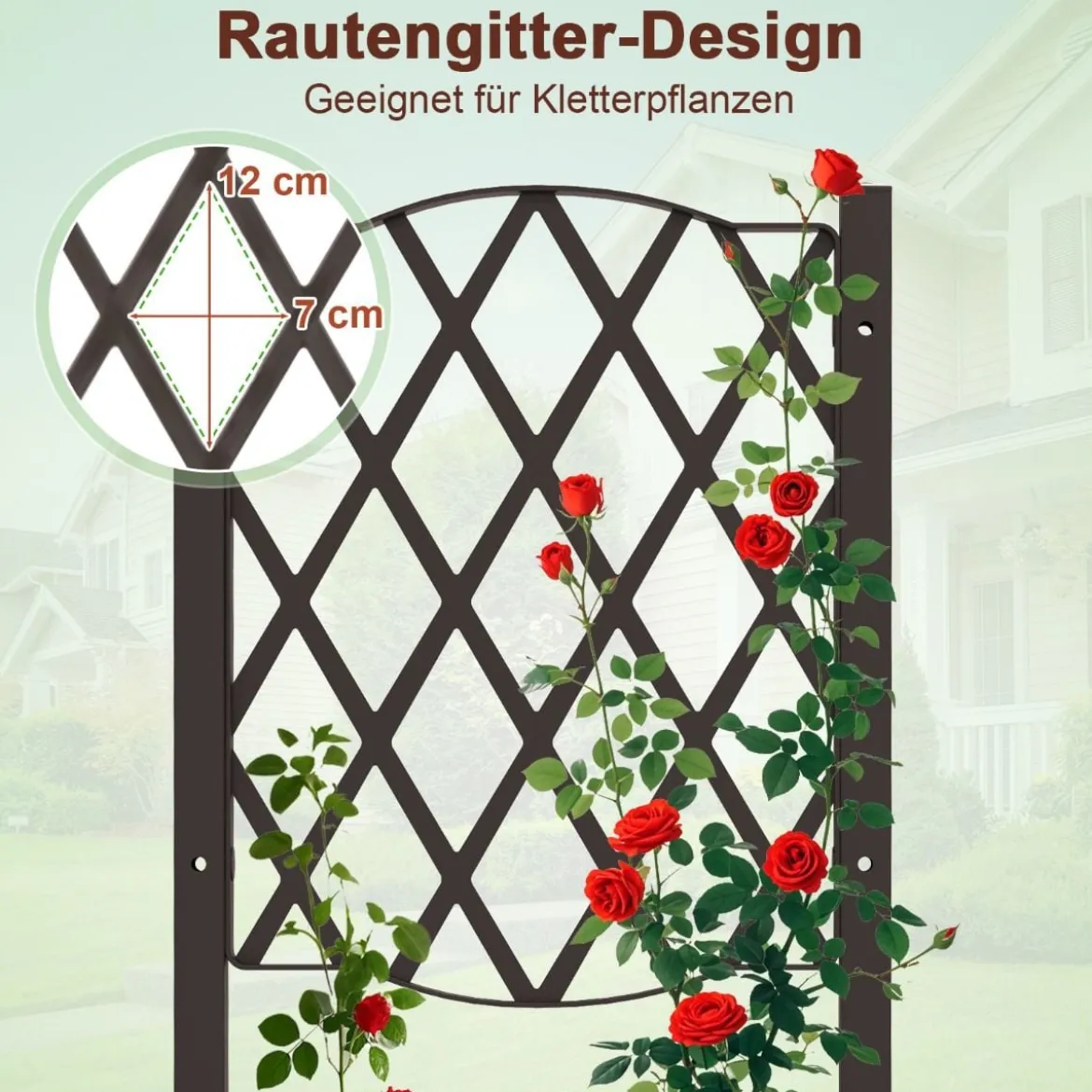 Blumenkasten mit Rankgitter Pflanzkasten für Kletterpflanzen Hochbeet mit Spalier 40 x 40 x 122 cm Braun