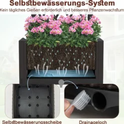 Blumenkasten mit Rankgitter Pflanzkasten für Kletterpflanzen Hochbeet mit Spalier 40 x 40 x 122 cm Braun