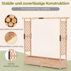 Blumenkasten mit Rankgitter & Hängendem Dach Pflanzkasten Hochbeet Pflanzkübel Natur
