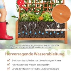 Blumenkasten mit Spalier & Dach & Rankgitter & Drainagelöchern Pflanzkasten Gartenspalier