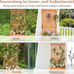 Blumenkasten mit Spalier & Dach & Rankgitter & Drainagelöchern Pflanzkasten Gartenspalier