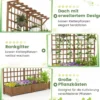 Blumenkasten mit Spalier & Dach Tannenholz Pflanzkasten mit Rankgitter Gartenspalier Braun