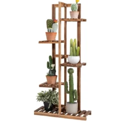 Blumenregal 5-Stöckiger Holz-Pflanzenständer 50 x 21 x 103 cm Braun
