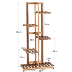 Blumenregal 5-Stöckiger Holz-Pflanzenständer 50 x 21 x 103 cm Braun
