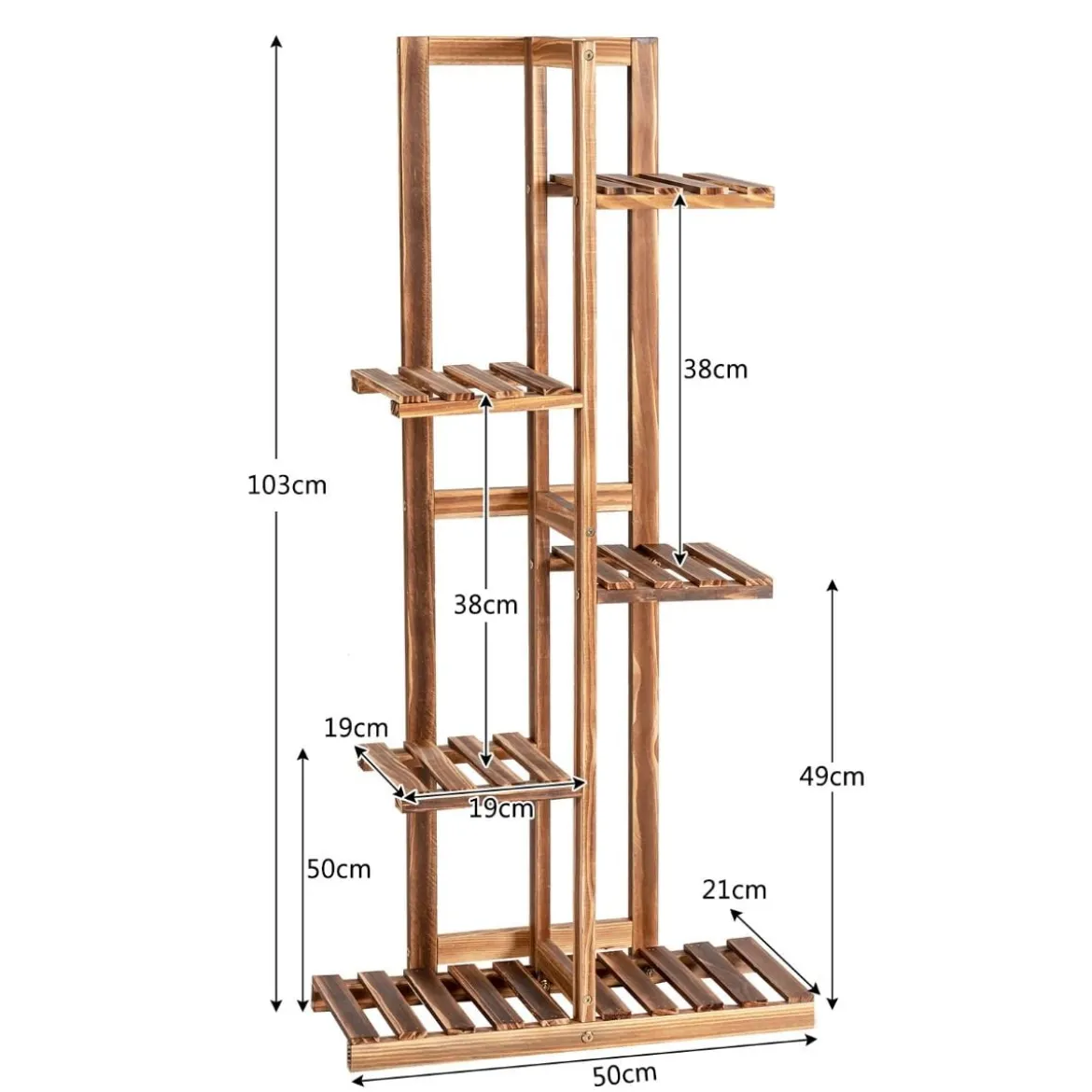 Blumenregal 5-Stöckiger Holz-Pflanzenständer 50 x 21 x 103 cm Braun