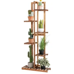 Blumenregal 6-Stöckiger Holz-Pflanzenständer 50 x 21 x 124 cm Braun