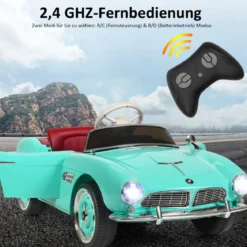 BMW Kinder Elektroauto mit Fernsteuerung & Scheinwerfern & Musik & Hupe Elektrofahrzeug Grün