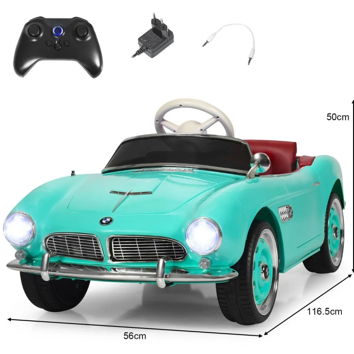 BMW Kinder Elektroauto mit Fernsteuerung & Scheinwerfern & Musik & Hupe Elektrofahrzeug Grün