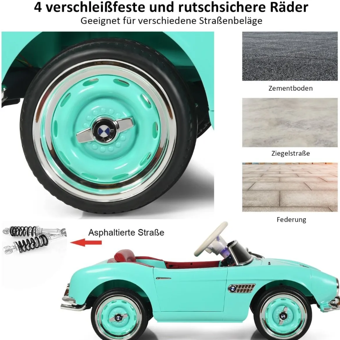 BMW Kinder Elektroauto mit Fernsteuerung & Scheinwerfern & Musik & Hupe Elektrofahrzeug Grün
