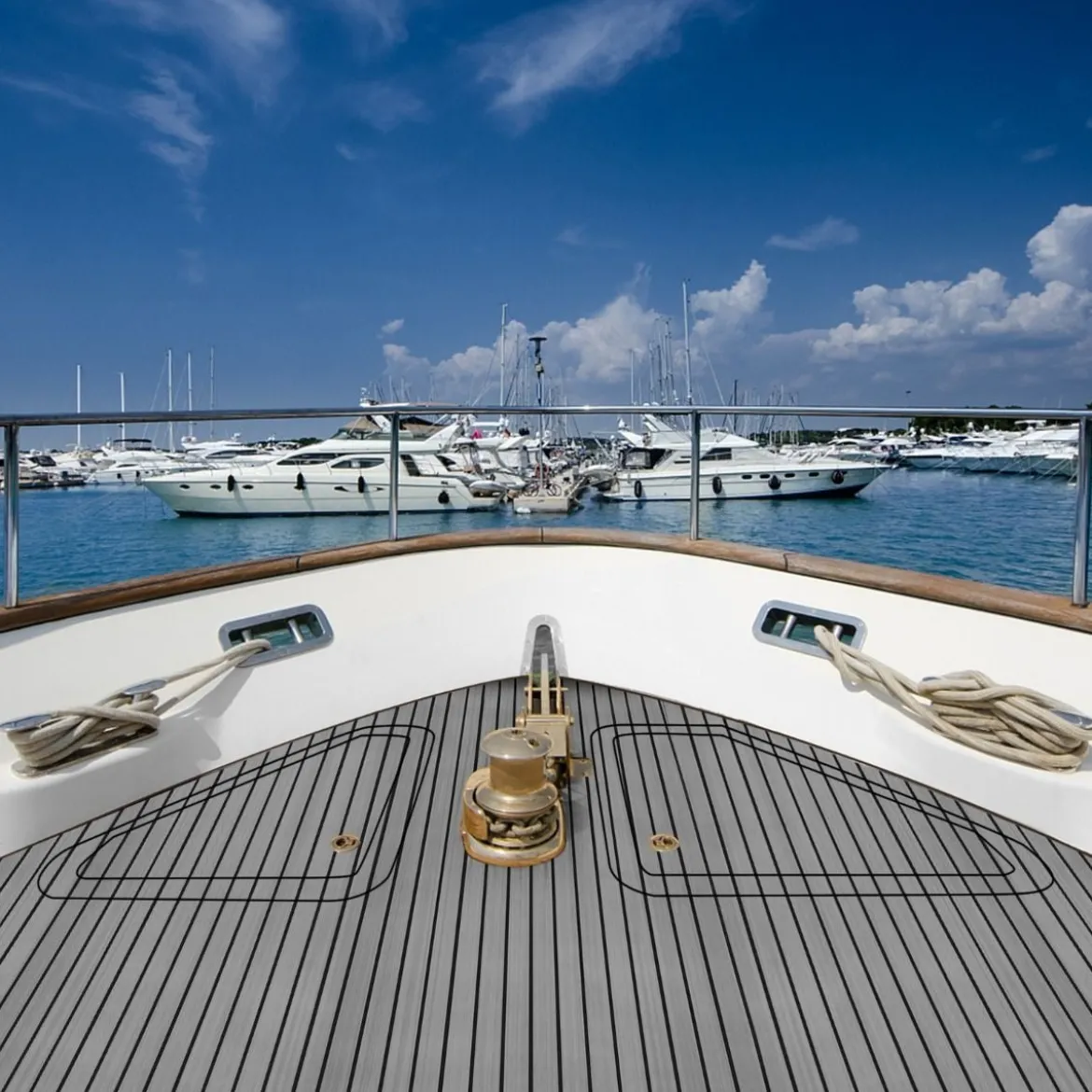 Bodenbelag für Boote Selbstklebend aus EVA-Schaumstoff Rutschfest 240 x 90 cm Grau