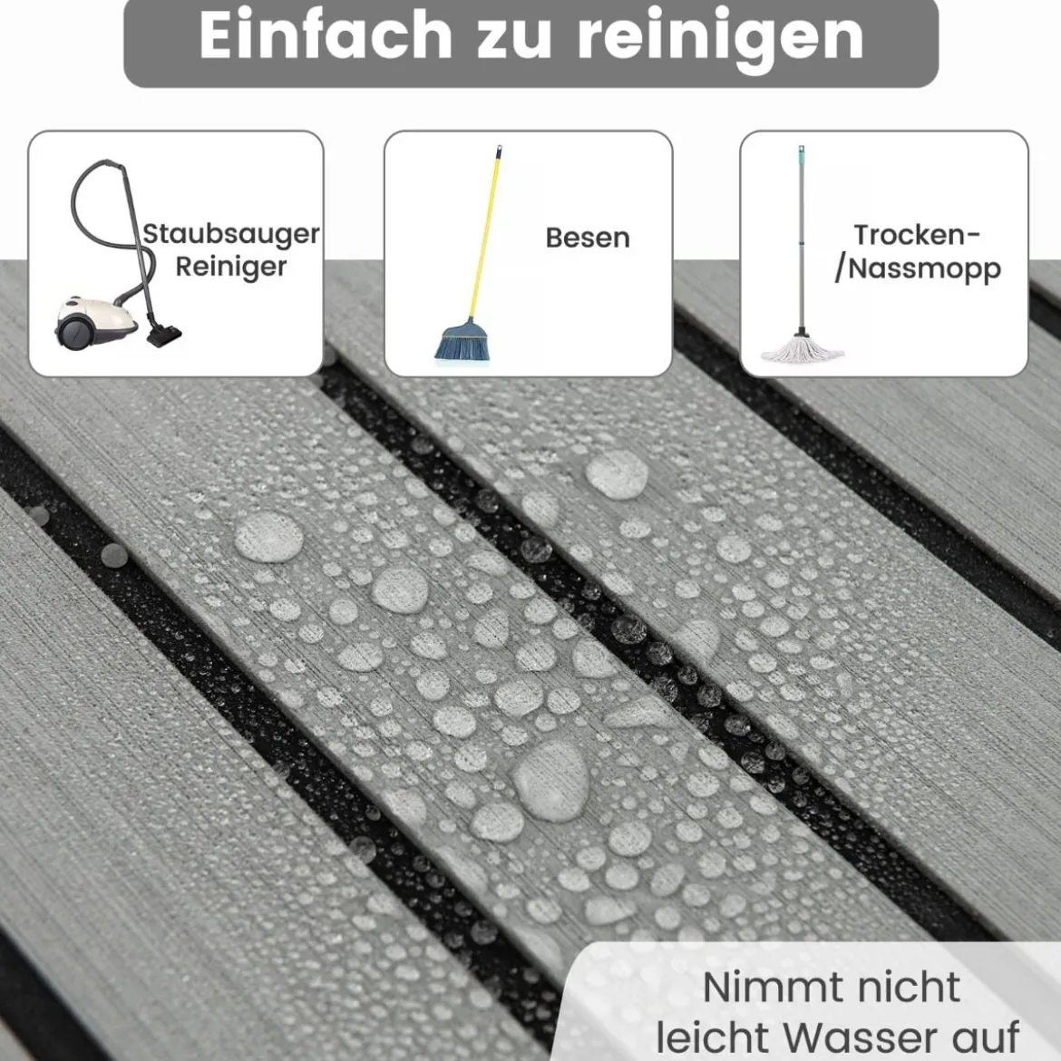 Bodenbelag für Boote Selbstklebend aus EVA-Schaumstoff Rutschfest 240 x 90 cm Grau