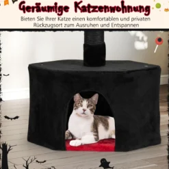 Boden bis Decken Katzenbaum 245-300 cm verstellbar 5-stöckiger Kratzbaum mit Katzenhöhle Schwarz