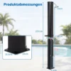 Bodenelement für Solardusche 100 x 60 x 2,5 cm + 60L Solardusche inkl. Abdeckung Schwarz Set