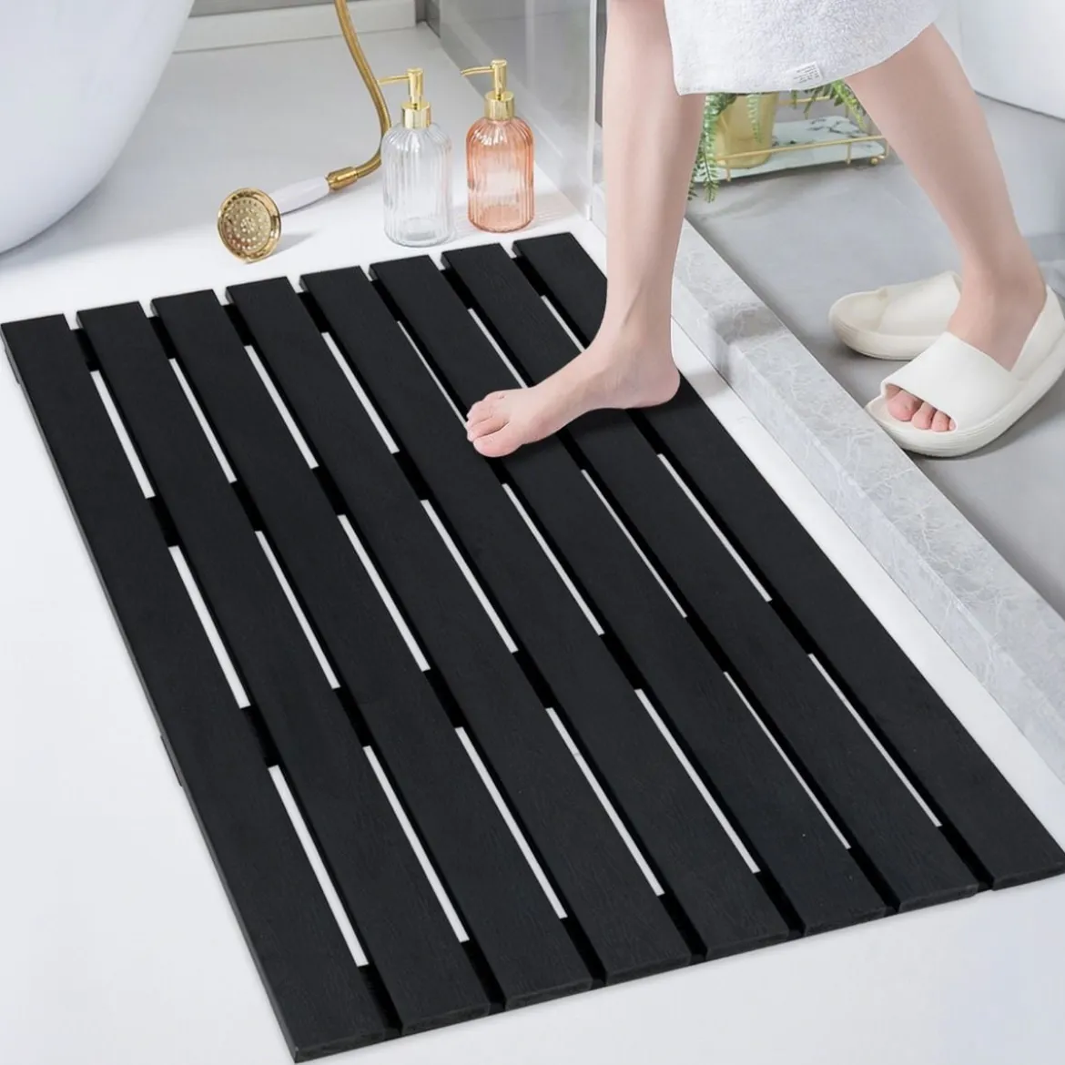 Bodenelement für Solardusche WPC + 35L Solardusche mit Handbrause inkl. Abdeckung Set