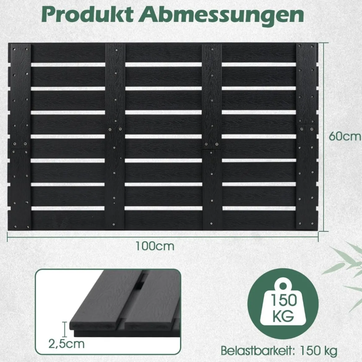 Bodenelement für Solardusche WPC + 35L Solardusche mit Handbrause inkl. Abdeckung Set
