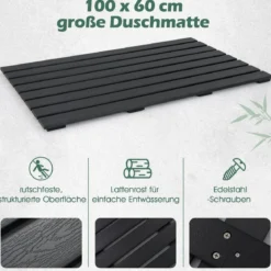 Bodenelement für Solardusche WPC Bodenplatte für Gartendusche 100 x 60 x 2,5 cm Schwarz