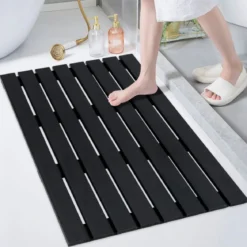 Bodenelement für Solardusche WPC Bodenplatte für Gartendusche 100 x 60 x 2,5 cm Schwarz