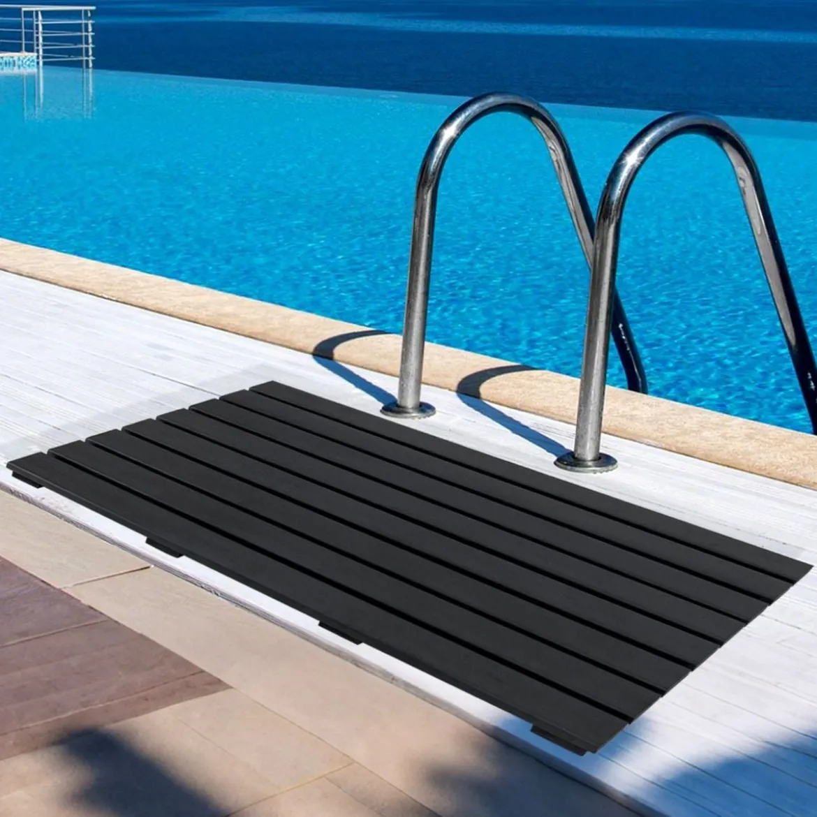Bodenelement für Solardusche WPC Bodenplatte für Gartendusche 100 x 60 x 2,5 cm Schwarz
