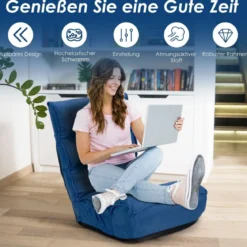 Boden-Klappstuhl 4-Fach Verstellbares Gaming-Bodensofa mitRückenlehne Blau