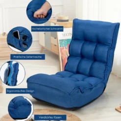 Boden-Klappstuhl 4-Fach Verstellbares Gaming-Bodensofa mitRückenlehne Blau