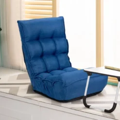 Boden-Klappstuhl 4-Fach Verstellbares Gaming-Bodensofa mitRückenlehne Blau