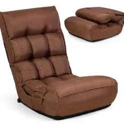 Boden-Klappstuhl 4-Fach Verstellbares Gaming-Bodensofa mitRückenlehne Kaffee