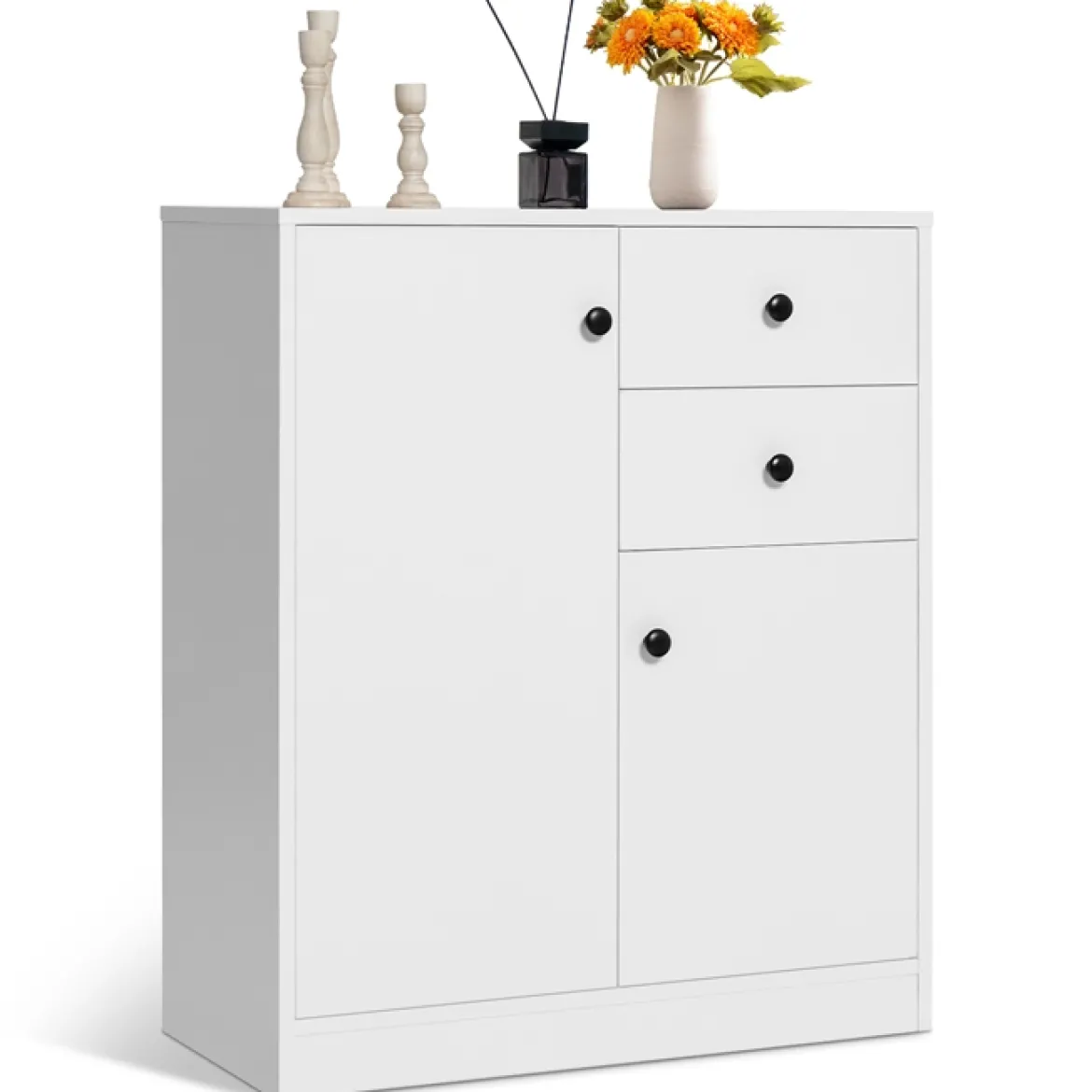 Bodenschrank Moderner Lagerschrank mit 2 Türen 72 x 34 x 85,5 cm Weiß