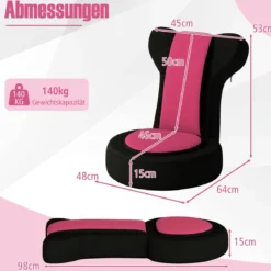 Bodensessel faules Sofasessel mit verstellbarer Kopf- & Rückenlehne schwammgepolsterte Sitzkissen Rosa