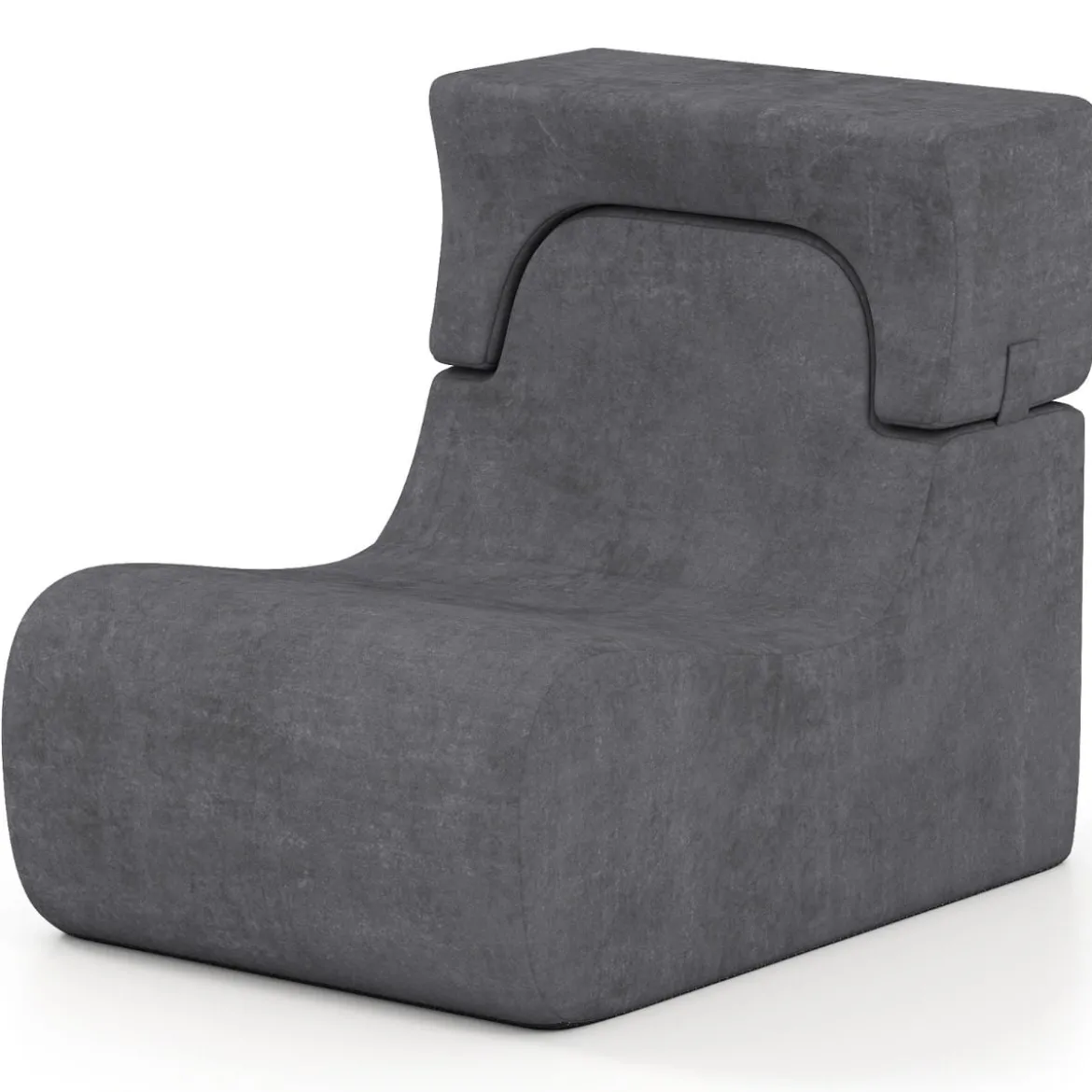 Bodensessel für Erwachsene Lazy Sofa mit abnehmbarem Kopfstütze waschbarer Eisveloursbezug Grau