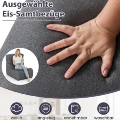 Bodensessel für Erwachsene Lazy Sofa mit abnehmbarem Kopfstütze waschbarer Eisveloursbezug Grau