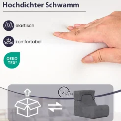 Bodensessel für Erwachsene Lazy Sofa mit abnehmbarem Kopfstütze waschbarer Eisveloursbezug Grau