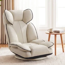 Bodensessel Klappbar mit 6-fach Verstellbarer Rückenlehne 55 x 55-117 x 20-76 cm Beige