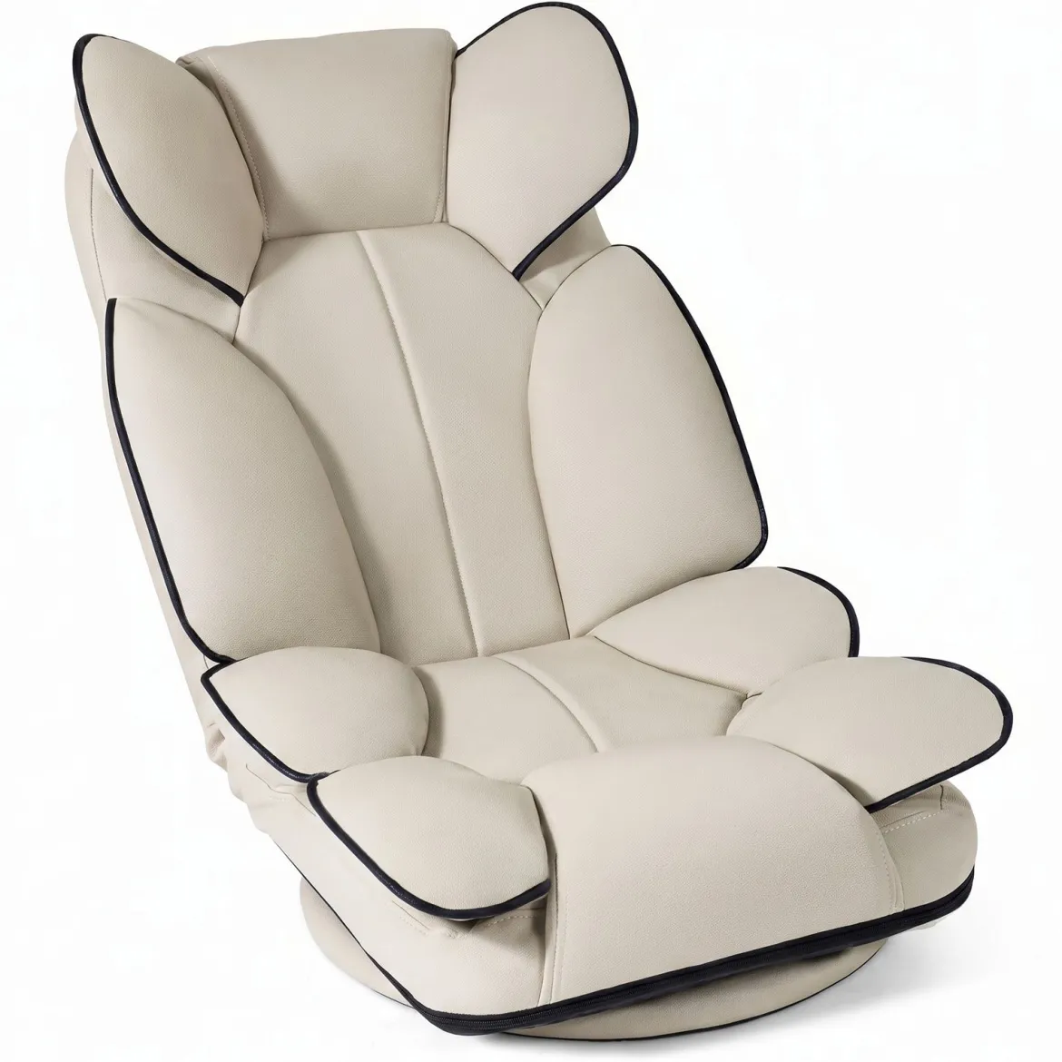 Bodensessel Klappbar mit 6-fach Verstellbarer Rückenlehne 55 x 55-117 x 20-76 cm Beige